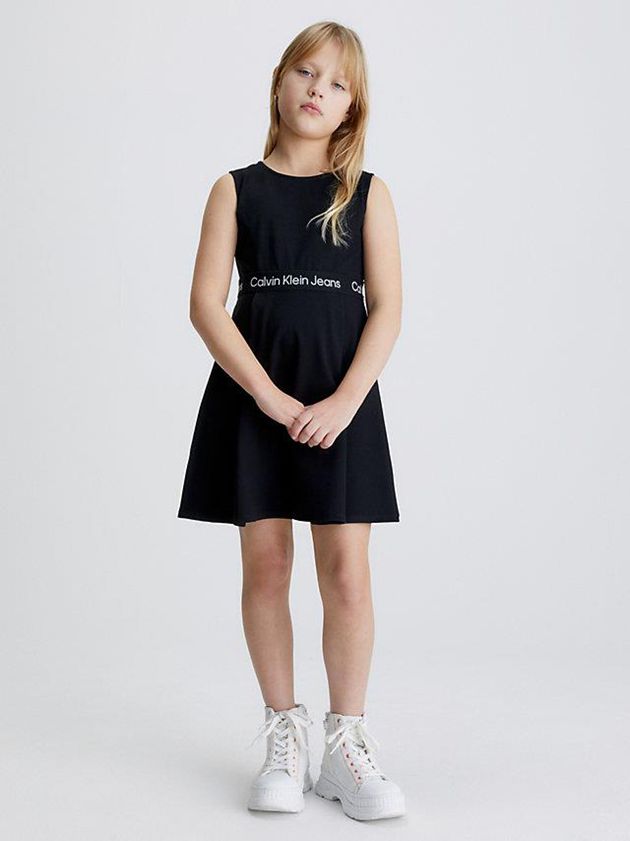 Calvin Klein USA Flared Milano Girls Dress Black 7519286-IO